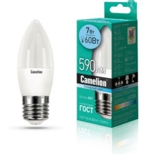Лампа СДЛ LED7-C35/845/E27 7Вт свеча 4500К бел. E27 560Лм 220В Camelion 12078