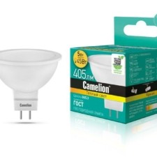 Лампа СДЛ LED5-S108/830/GU5.3 5Вт 3000К тепл. бел. GU5.3 370Лм 220-240В Camelion 12041