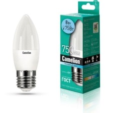 Лампа СДЛ LED8-C35/845/E27 8Вт свеча 4500К бел. E27 750Лм 170-265В Camelion 12390