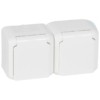 Розетка 2-м ОП Quteo 16А IP44 250В 2х2P+E с/з защ. шторки с крышкой бел. Leg 782323
