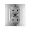 Розетка 2-м СП Etika 16А IP31 250В 2х2P+E с/з защ. шторки немецк. стандарт безвинт. клеммы алюм. Leg 672433
