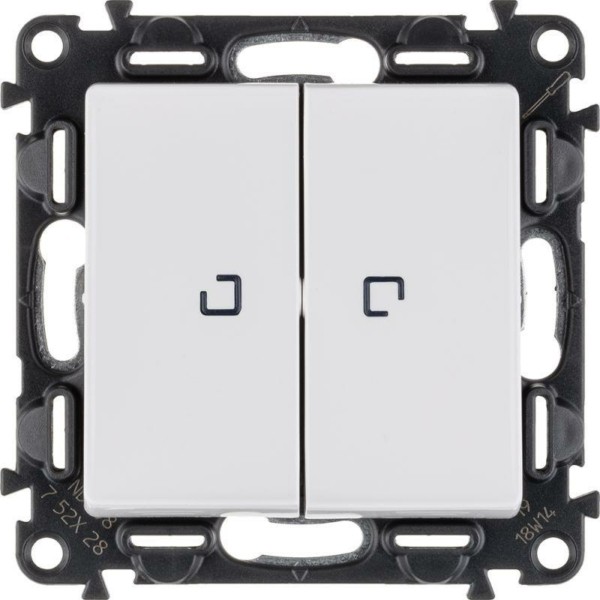 Выключатель 2-кл. СП Valena Life 10А IP20 250В 10AX с подсветкой с лиц. панелью механизм бел. Leg 752428