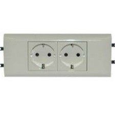 Розетка 2-м 4мод. Mosaic 16А IP40 2х2P+E с/з немецк. стандарт с суппортом безвинт. клеммы для кабель-канала DLP бел. Leg 077432