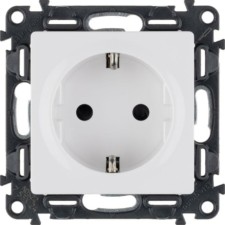 Розетка 1-м СП Valena Life 16А IP20 250В 2P+E защ. шторки винт. клеммы с лиц.пан. механизм бел. Leg 753424