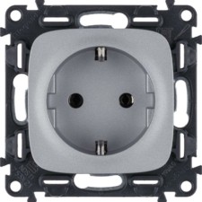 Розетка 1-м СП Valena Allure 16А IP2X 250В 2P+E безвинт. клеммы с лиц.пан. механизм алюм. Leg 753921