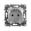 Розетка 1-м СП Etika 16А IP20 250В 2P+E с/з немецк. стандарт винт. клеммы механизм алюм. Leg 672421