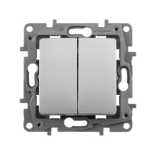Выключатель 2-кл. СП Etika 10А IP20 250В 10AX авт.заж. механизм алюм. Leg 672402