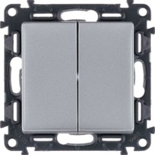 Выключатель 2-кл. СП Valena Life 10А IP20 250В с лиц.пан. безвинт.заж. механизм алюм. Leg 752605