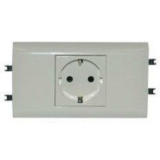 Розетка 1-м СП 2мод. Mosaic 16А IP40 2P+E с/з безвинт. клеммы для кабель-канала DLP механизм бел. Leg 077431