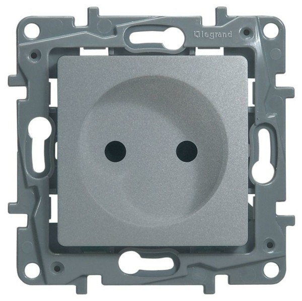 Розетка 1-м СП Etika 16А IP31 250В 2P защ. шторки немецк. стандарт винт. клеммы механизм алюм. Leg 672434