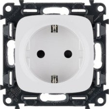 Розетка 1-м СП Valena Allure 16А IP20 250В 2P+E защ. шторки безвинт. клеммы с лиц.пан. механизм бел. Leg 753720