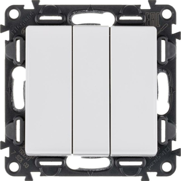 Выключатель 3-кл. СП Valena Life 10А IP20 250В 10AX с лиц.пан. винт.заж. механизм бел. Leg 752403