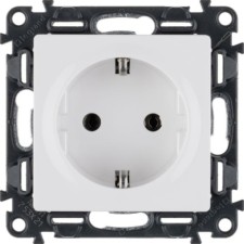 Розетка 1-м СП Valena Life 16А IP2X 250В 2P+E безвинт. клеммы с лиц.пан. механизм бел. Leg 753421