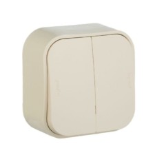 Переключатель 2-кл. ОП проходной Quteo 10А IP20 250В сл.кость Leg 782236