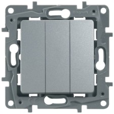 Выключатель 3-кл. СП Etika Plus 10А IP20 250В 10AX винт.заж. механизм алюм. Leg 672413
