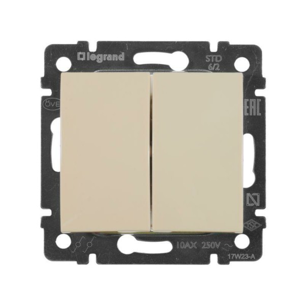 Механизм переключателя проходного 2-кл. СП Valena 10А IP31 250В сл.кость Leg 774308