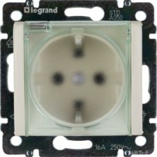 Розетка 1-м СП Valena 16А IP44 2P+E защ. шторки с крышкой немецк. стандарт механизм сл.кость Leg 7740
