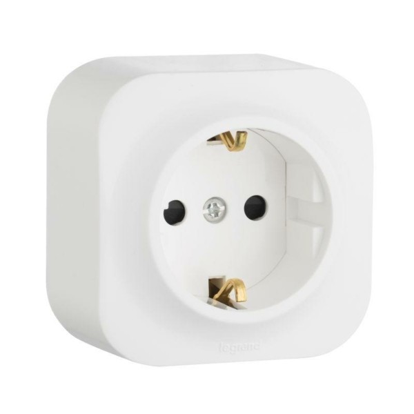 Розетка 1-м ОП Quteo 16А IP20 2P+E с/з бел. Leg 782211