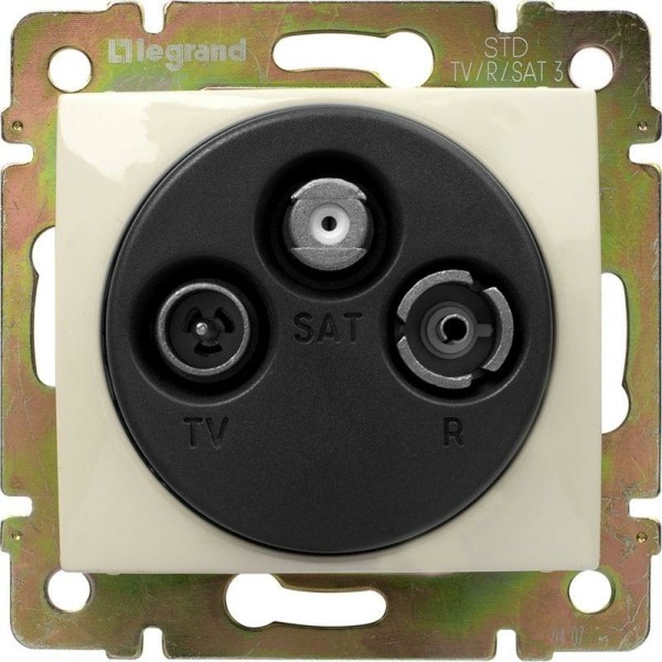 Розетка телевизионная ТВ/FM/SAT СП Valena 1.5дБ 2400МГц звезда механизм сл.кость Leg 774335