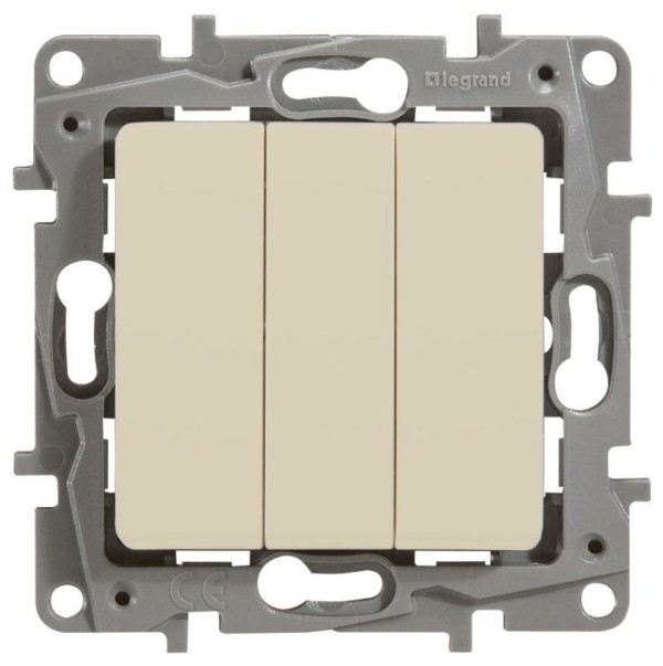 Выключатель 3кл. СП Etika Plus 10А IP20 250В 10AX винт.заж. механизм сл.кость Leg 672313