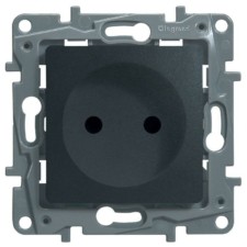 Розетка 1-м СП Etika 16А IP31 250В 2P защ. шторки немецк. стандарт винт. клеммы механизм антрацит Leg 672634