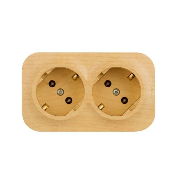 Розетка 2-м ОП Quteo 16А IP20 250В 2х2P+E с/з дерево Leg 782293