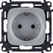 Розетка 1-м СП Valena Allure 16А IP20 250В 2P+E винт. клеммы с лиц.пан. механизм алюм. Leg 753924