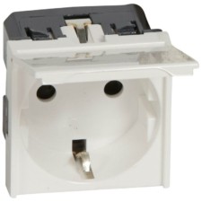 Розетка 1-м СП 2мод. Mosaic 16А IP41 антибактер. 2P+E с/з с крышкой безвинт. клеммы механизм бел. Leg 077219