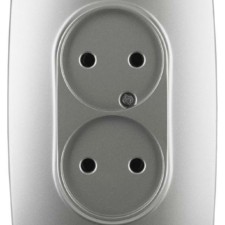 Розетка 2-м СП Эра -2107-03 16А IP20 16AX 250В 2х2P алюм. Эра Б00340