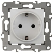 Розетка 1-м СП 12 12-2102-01 16А IP20 16AX 250В 2P+E Schuko защ. шторки механизм бел. Эра Б0014687