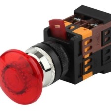 Кнопка AELA-22 “Грибок” d22мм 1з+1р неон/240В BBG20-AELA-K04E красн. ЭРА Б0045630