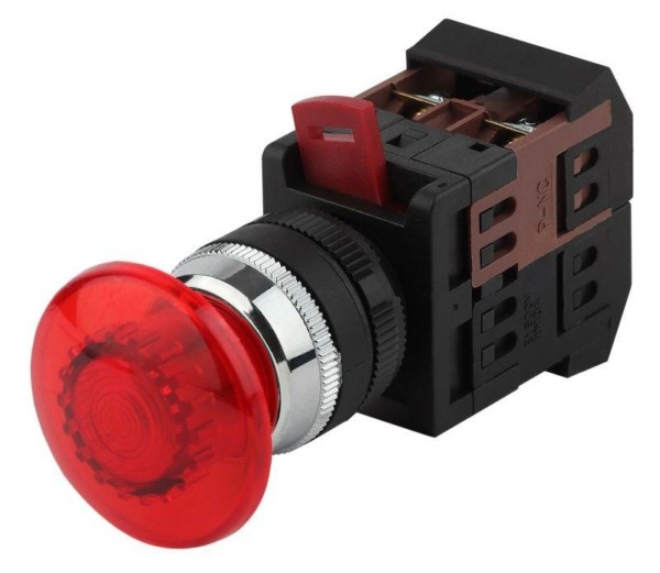 Кнопка AEAL-22 “Грибок” d22мм 1з+1р 240В с фиксацией BBG60-AEAL-K04E красн. ЭРА Б0045638