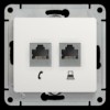 Розетка компьютерная + телефонная 2-м СП Glossa RJ45 + RJ11 кат.5E механизм бел. SE GSL000185