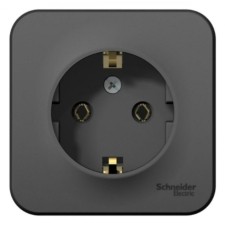 Розетка 1-м ОП Blanca 16А IP20 250В с заземл. без защ. шторок с изолир. пластиной антрацит SE BLNRA010116