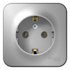 Розетка 1-м ОП Blanca 16А IP20 250В с заземл. без защ. шторок с изолир. пластиной алюм. SE BLNRA010113