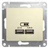 Розетка USB 2-м СП Glossa A+A 5В/2.1А 2х5В/1.05А механизм беж. SE GSL000233