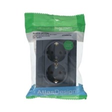Розетка 2-м СП AtlasDesign 16А IP20 с заземл. в сборе грифель SE ATN000724