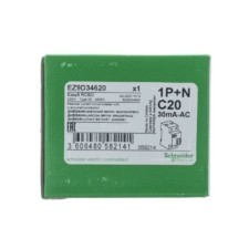 Выключатель АВДТ 2п 1P+N C 20А 30мА тип AC 4.5кА EASY9 2мод. SchE EZ9D34620