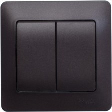 Выключатель 2-кл. СП Glossa 10А IP20 (сх. 5) 10AX в сборе шоколад. SE GSL000852