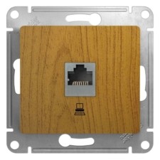 Розетка ПК 1-м СП Glossa RJ45 кат.5E механизм дерево дуб SE GSL000581K