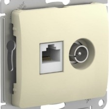 Розетка компьютерная + телевизионная 2-м Glossa RJ45 кат.5E + TV механизм беж. SE GSL000289