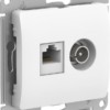 Розетка компьютерная + телевизионная 2-м Glossa RJ45 кат.5E + TV механизм бел. SE GSL000189