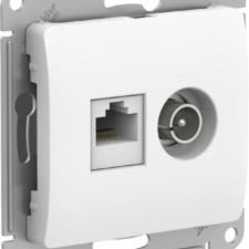 Розетка компьютерная + телевизионная 2-м Glossa RJ45 кат.5E + TV механизм бел. SE GSL000189