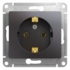 Розетка 1-м СП Glossa 16А IP20 250В с заземл. механизм графит SE GSL001343