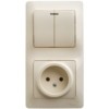Блок комбинированный Glossa розетка + 2-кл. выкл. с подсветкой беж. SE GSL000273