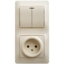 Блок комбинированный Glossa розетка + 2-кл. выкл. с подсветкой беж. SE GSL000273
