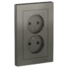Розетка 2-м СП AtlasDesign 16А IP20 защ. шторки в сборе сталь SE ATN000922
