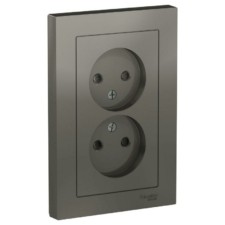 Розетка 2-м СП AtlasDesign 16А IP20 защ. шторки в сборе сталь SE ATN000922
