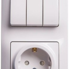 Блок комбинированный Glossa (розетка с заземл. защ. шторки + 3-кл. выкл.) бел. SE GSL000178