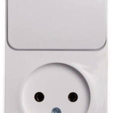 Блок ОП Этюд (1-м розетка без заземл. + 1-кл. выкл.) бел. SE BPA16-204B